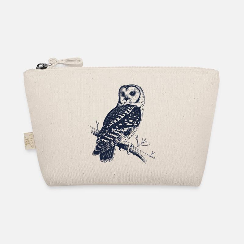 Vintage Eule auf Ast | Mystisches Wald Motiv Bio-Täschchen