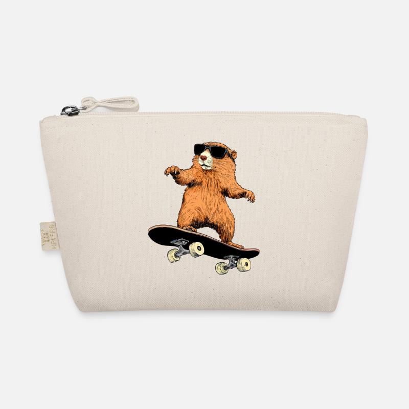 Murmeltier Skater - Bio-Täschchen - Natur