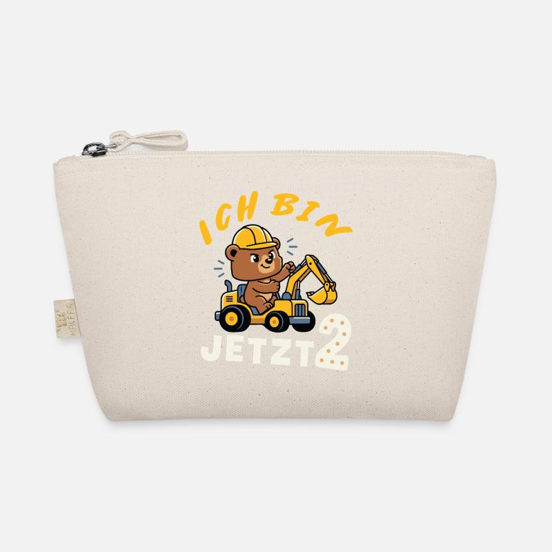 Ich bin jetzt 2 – Bär Bagger Bauarbeiter Design Bio-Täschchen
