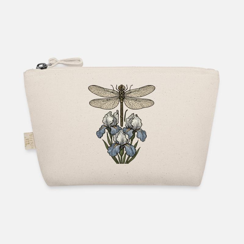 Dragonfly over iris flowers Organic Pouch