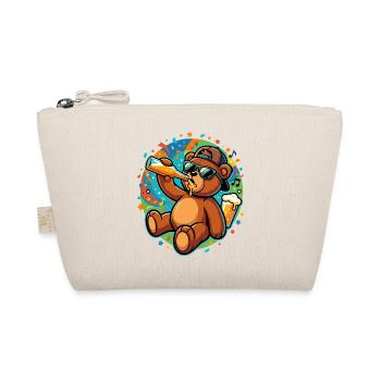 Beer bear with sunglasses Party drinking and confetti - Organic Pouch - nature - Front
