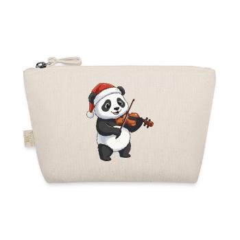 Christmas Panda Bear Playing Violin Art - Organic Pouch - nature - Front