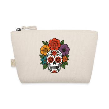 Flower Sugar Skull in Dia de los Muertos Style - Organic Pouch - nature - Front