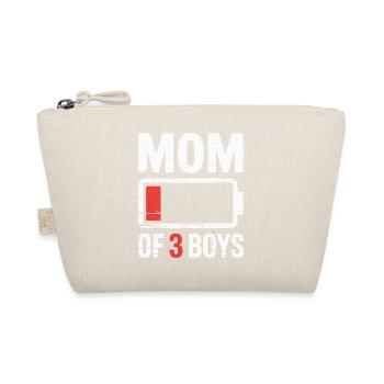 Mom of 3 Boys Battery Low - Organic Pouch - nature - Front