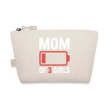 Mom of 3 Girls Battery Icon - Organic Pouch - nature - Front