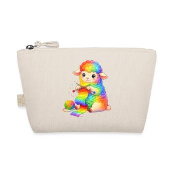 Cute Rainbow Sheep Knitting - Organic Pouch - nature - Front