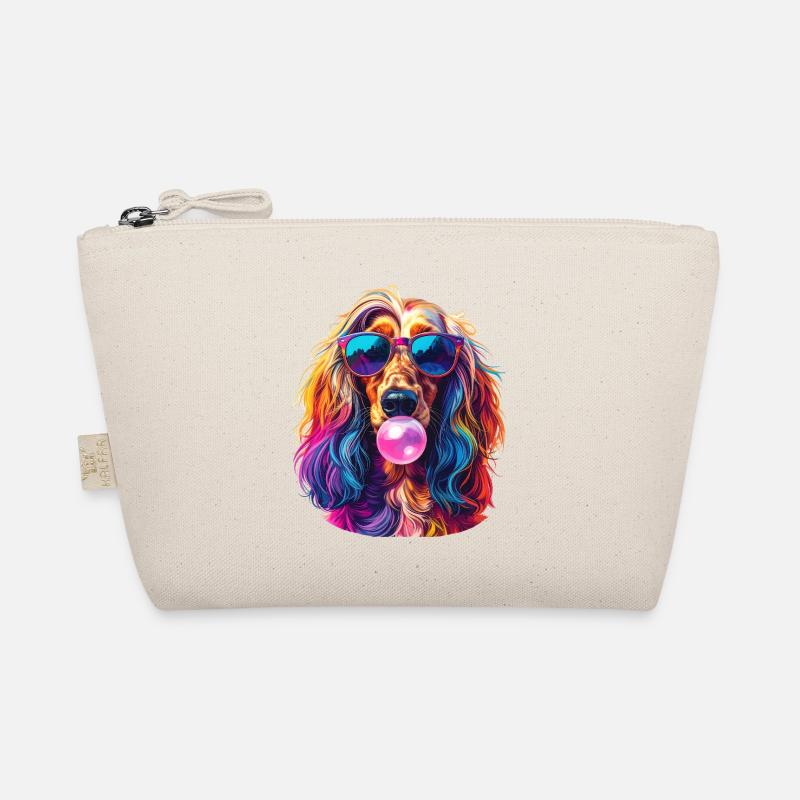 Pop-Art Afghanischer Windhund mit Bubblegum - Bio-Täschchen - Natur