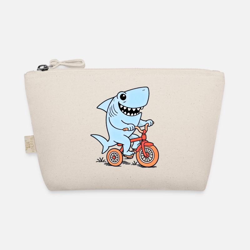 Blauer Hai auf Fahrrad Bio-Täschchen