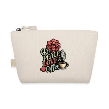 Peace Love Coffee Rose Artwork - Organic Pouch - nature - Front