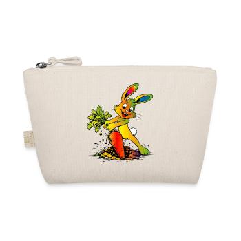 Cartoon Bunny with Carrot Funny Easter Design - Organic Pouch - nature - Front