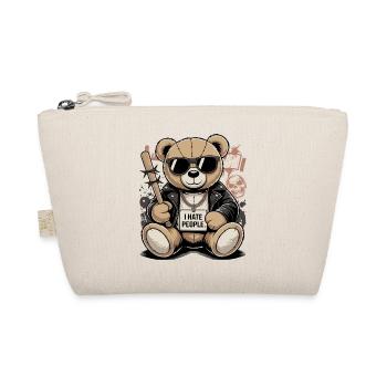 Bad Teddy – I Hate People Bear Design - Organic Pouch - nature - Front