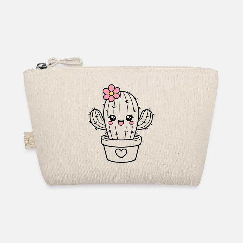 Cactus Kawaii avec fleur – Cactus de dessin animé mignon et mignon Trousse biologique
