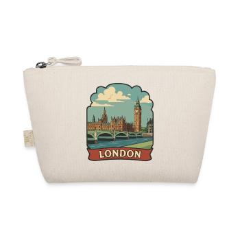 London Big Ben Red Bus Vintage Travel Badge - Organic Pouch - nature - Front
