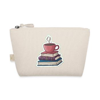 Kaffee und Bücherstapel - Bio-Täschchen - Natur - Vorne