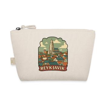 Reykjavik Iceland Hallgrimskirkja Retro Sticker - Organic Pouch - nature - Front