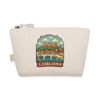 Ljubljana Slovenia Castle Vintage Travel Badge - Organic Pouch - nature - Front