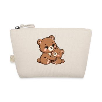 Brown bear hugs her sweet baby - Organic Pouch - nature - Front