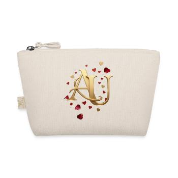 Goldenes AU Monogramm mit Herzen - Bio-Täschchen - Natur - Vorne