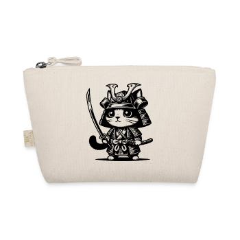 Samurai Cat – Original Gift - Organic Pouch - nature - Front