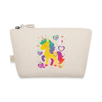 Cute Unicorn with Hearts Design - Organic Pouch - nature - Front