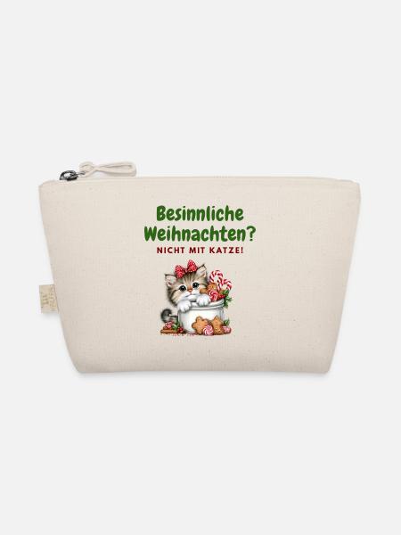Besinnliche Weihnachten mit Katze - Bio-Täschchen - Natur