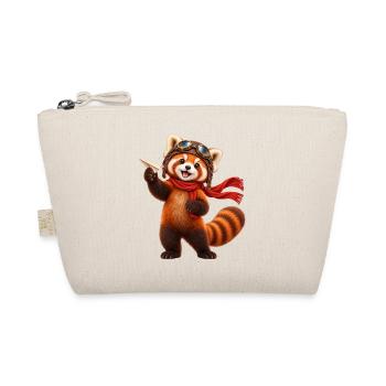 Pilot Red Panda mit Papierflugzeug - Bio-Täschchen - Natur - Vorne