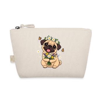 Mops Hund süßer Mops niedlicher Mops - Bio-Täschchen - Natur - Vorne