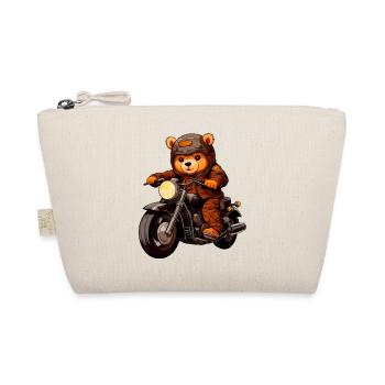 Motorrad Bären Teddy - Bio-Täschchen - Natur - Vorne