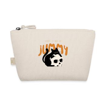 Schwarze Halloween Katze mit Skelett Kopf - Bio-Täschchen - Natur - Vorne