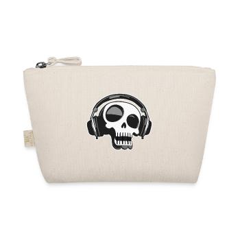 Retro Skull with Headphones Art Design - Organic Pouch - nature - Front