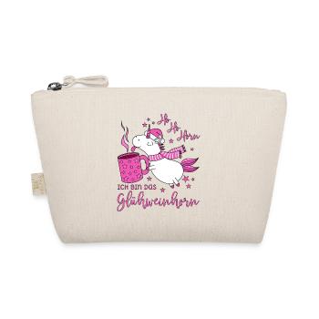 Einhorn Glühweinhorn Ho Ho Horn Spruch Weihnachten - Bio-Täschchen - Natur - Vorne