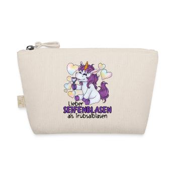 Lieber Seifenblasen als Trübsalblasen cute Einhorn - Bio-Täschchen - Natur - Vorne