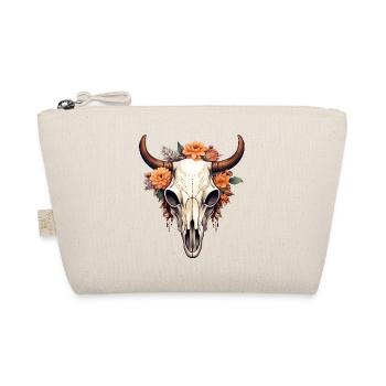 Stier Toten Schädel im Boho Style - Bio-Täschchen - Natur - Vorne