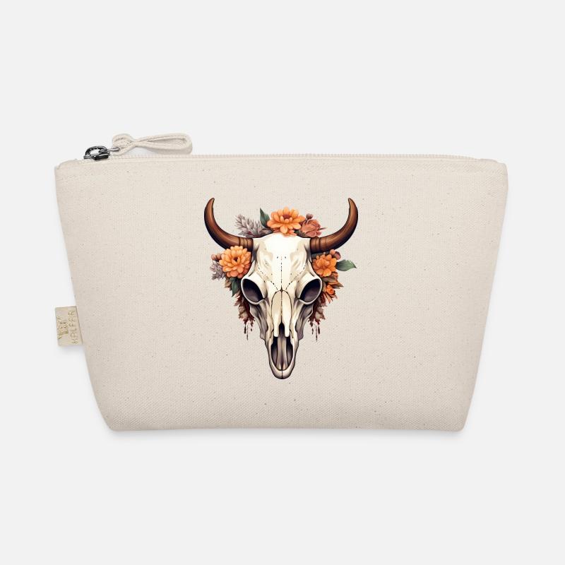 Bull Dead Skull in Boho Style Organic Pouch