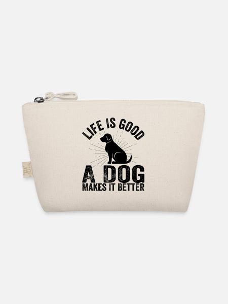 Das Leben ist lustig gut Ein Hund macht es besser Hundeliebhaber - Bio-Täschchen - Natur - Vorne