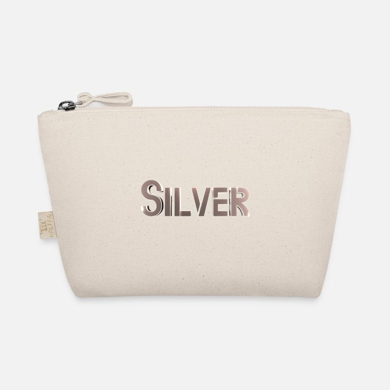 Silver Stylized Text Organic Pouch