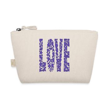 blau-Herzen-LOVE - Bio-Täschchen - Natur - Vorne