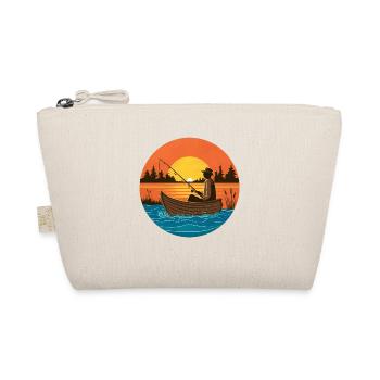 Man Fishing Boat Lake Fisherman Gift Fishing Man# - Organic Pouch - nature - Front