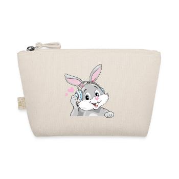 Lapin souriant écouter de la musique dans des écouteurs - Trousse biologique - nature - Devant