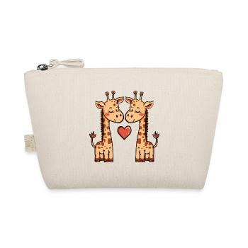 Giraffe Couple Heart - Organic Pouch - nature - Front