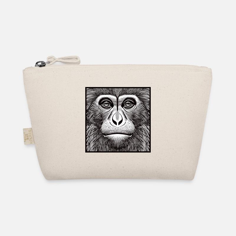 Black and white portrait monkey Organic Pouch