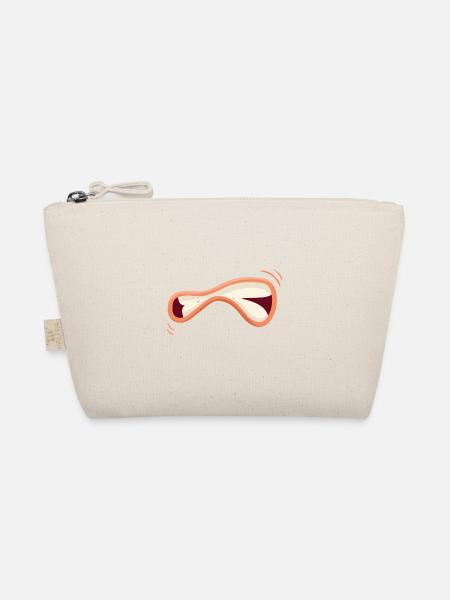 Angry Funny Face / Mouth Sad Evil - Organic Pouch - nature - Front