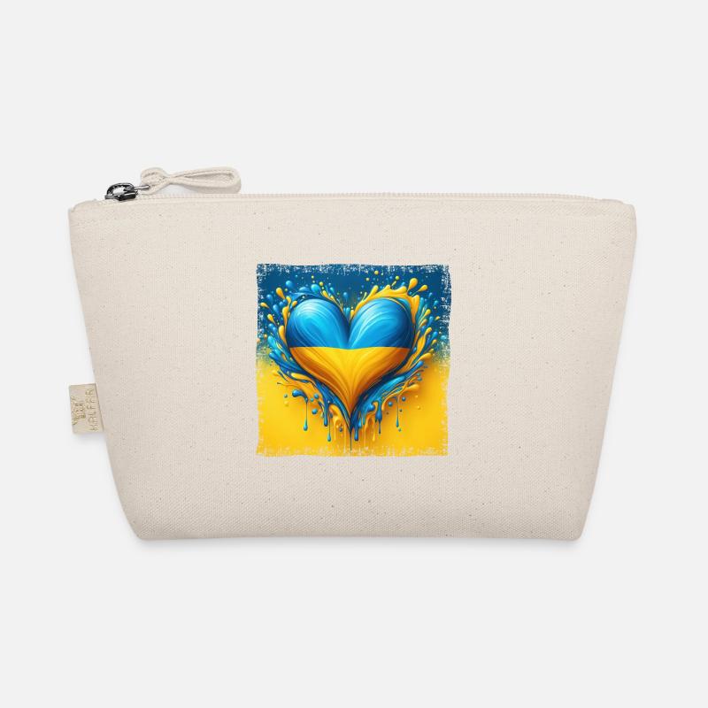 Ukraine Herz Flagge Wassertropfen Design Bio-Täschchen