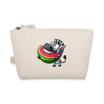 Whimsical Zebra Watermelon Cheerful Teeth Show - Organic Pouch - nature - Front