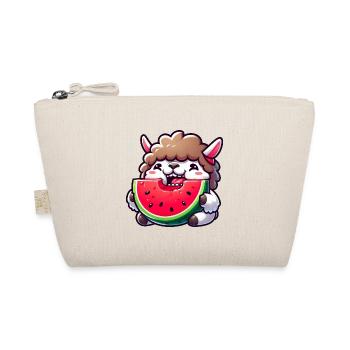 Drôle de lama mouton agneau avec pastèque dessin animé - Trousse biologique - nature - Devant