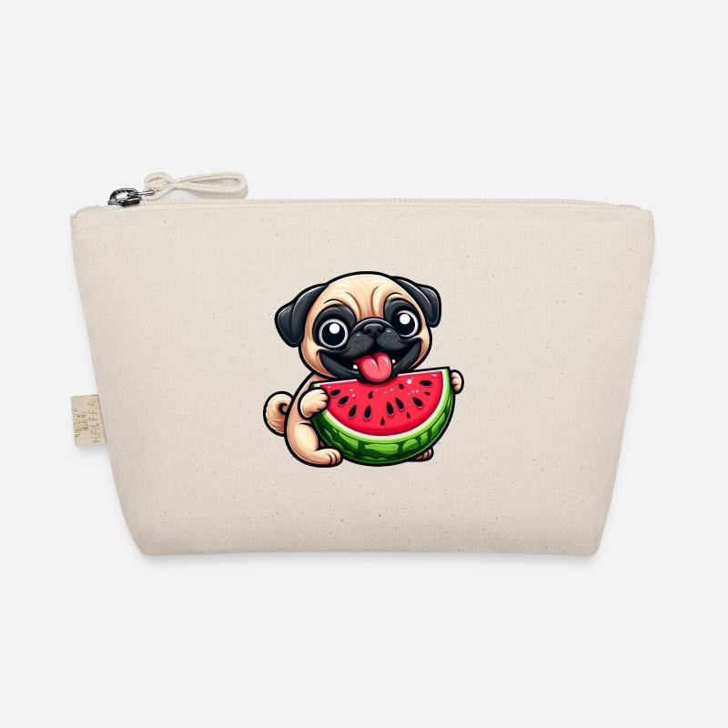 Süßer Mops Wassermelone Sommerfrucht Glücklich Bio-Täschchen