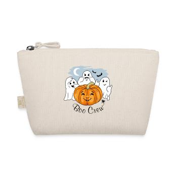 Three funny ghosts and Halloween pumpkin. Boo crew - Organic Pouch - nature - Front