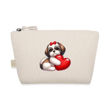 Shih Tzu étreignant un oreiller rouge - Trousse biologique - nature - Devant