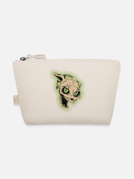 Vintage Cat Skull Illustration - Organic Pouch - nature