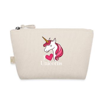 I Love Unicorns T Shirt - Heart Tee in White - Organic Pouch - nature - Front